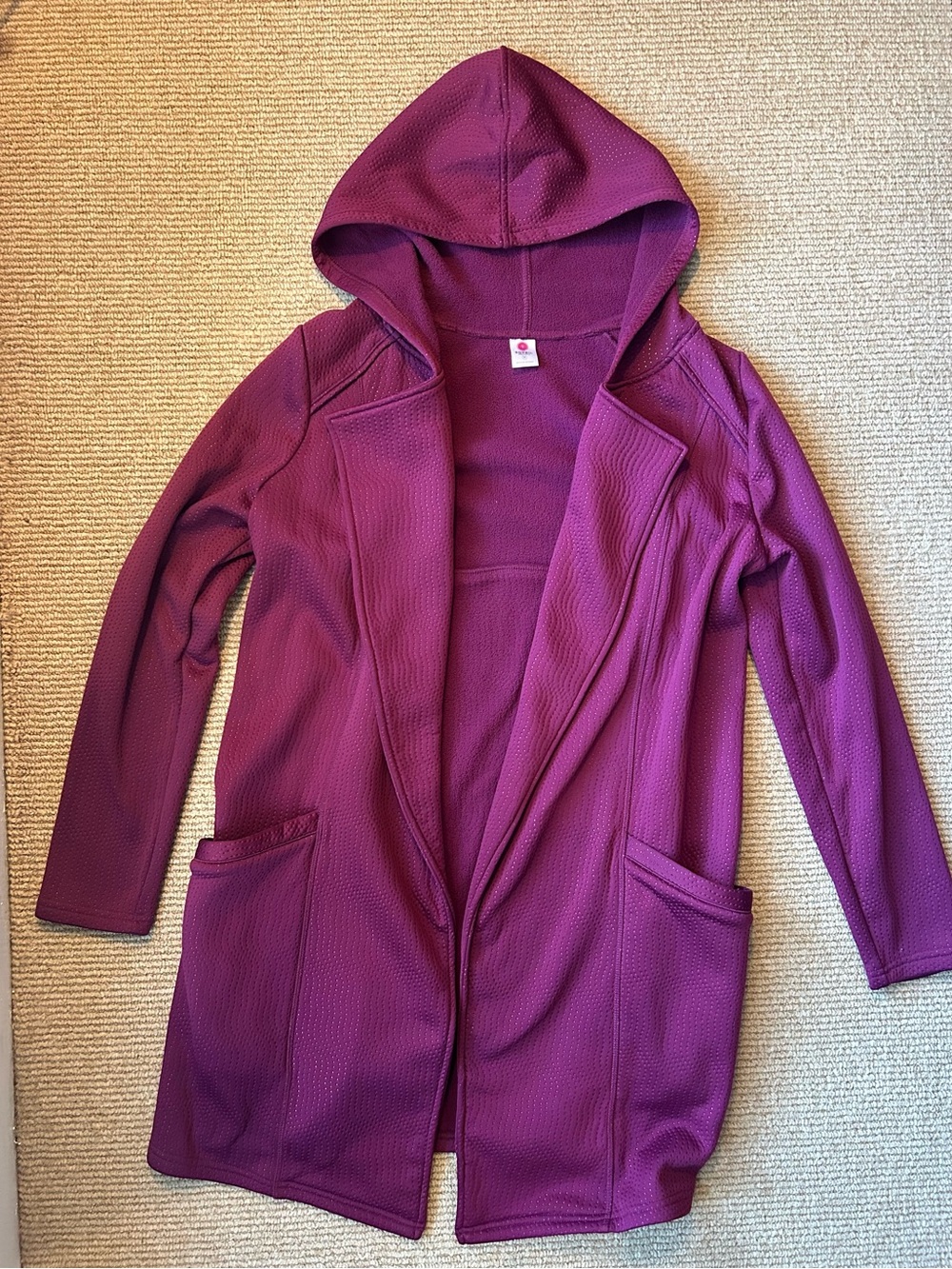 Soybu Plum Hooded Open-Front Jacket